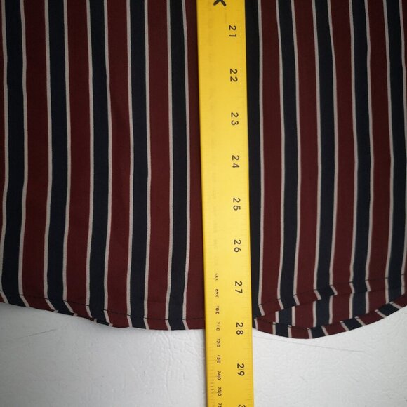 NWT Cleo Ladies Size Large Navy Burgundy Cream Striped Loose Fit Blouse - Picture 10 of 10